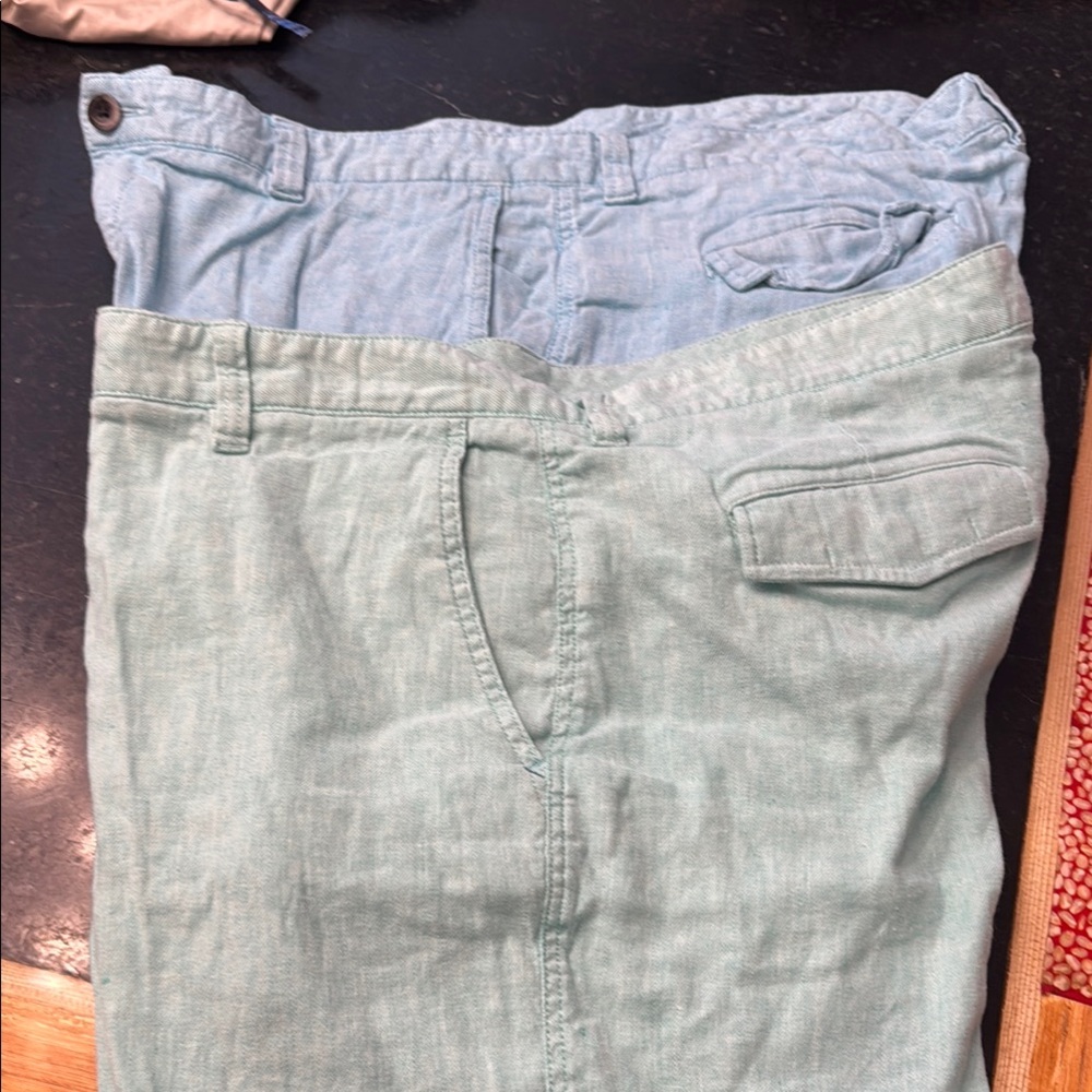 Tommy Bahama Light Blue and Mint Green stretch linen no flaws